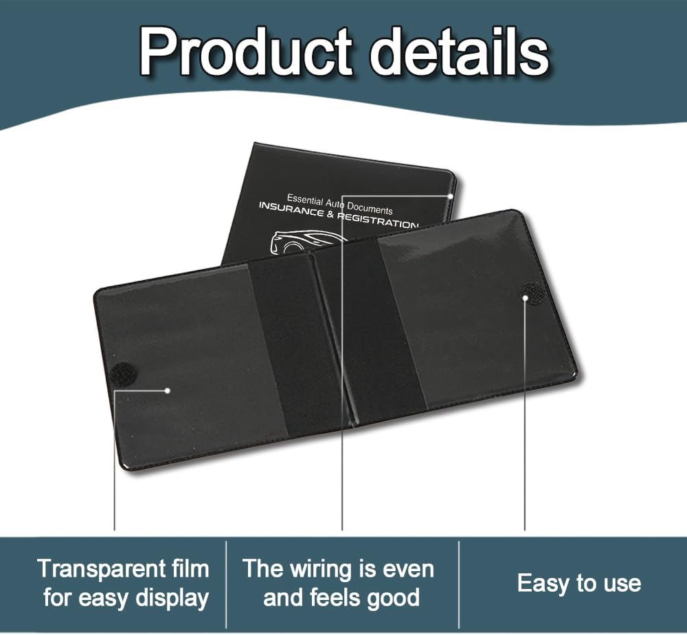 2PCS Car Registration and Insurance Card Holder, 10.6''×4.8'' Essential Auto Card Glove Box Organizer with Closure, Vehicle Interior Accessories for Documents, Cards, License - Image 4