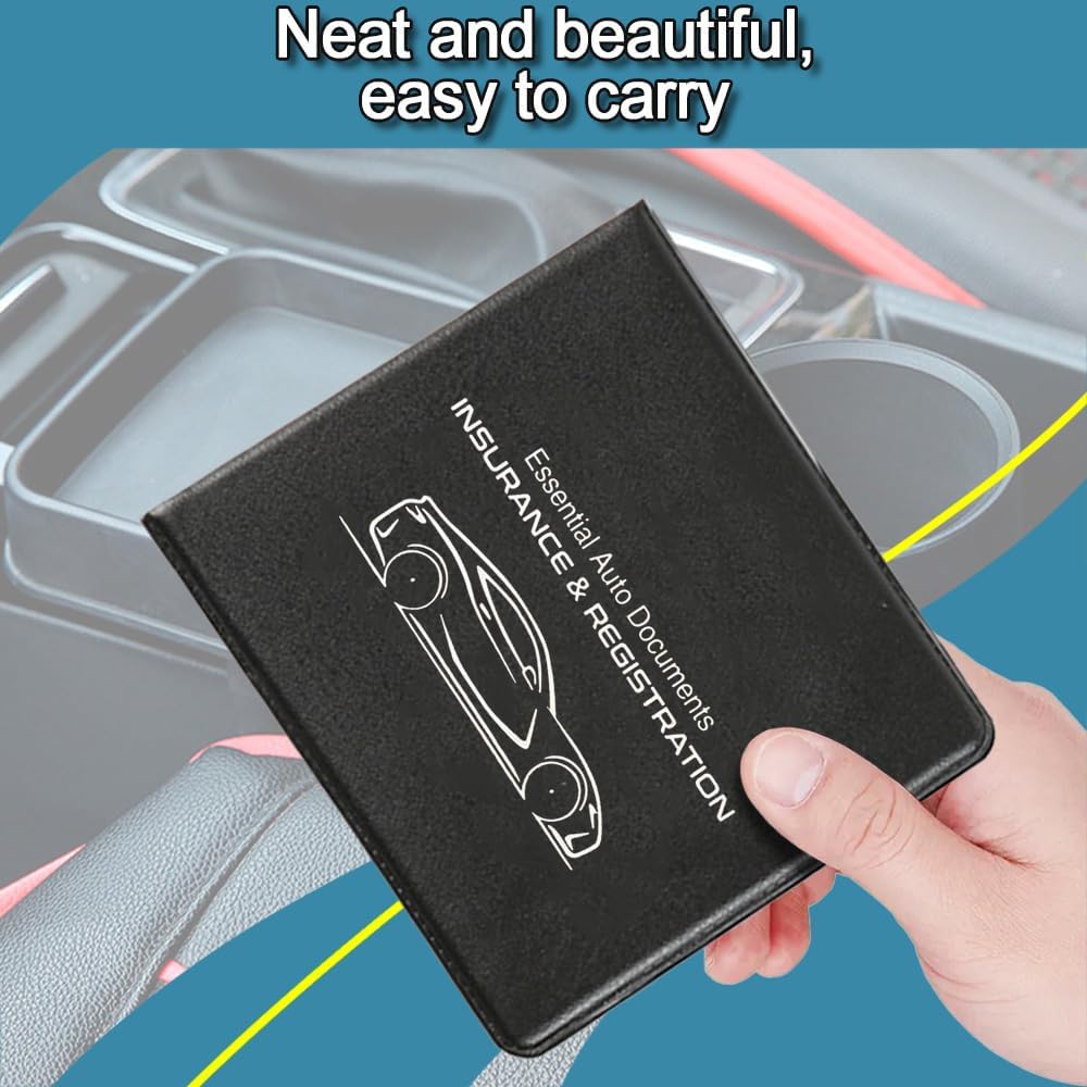 2PCS Car Registration and Insurance Card Holder, 10.6''×4.8'' Essential Auto Card Glove Box Organizer with Closure, Vehicle Interior Accessories for Documents, Cards, License - Image 5